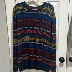 Nautica Men's Crewneck Sweater - Blue, Red, Yellow Pattern